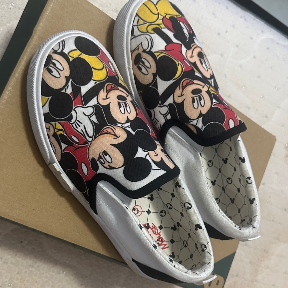Disney Kids Mickey Mouse Slip-On Sneakers - Black, Red, Yellow